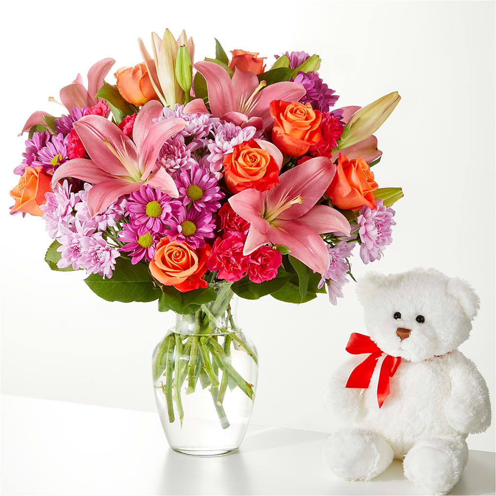 One and Only Bouquet and Bear Bundle – Lemon Tree Florist, Kemp TX