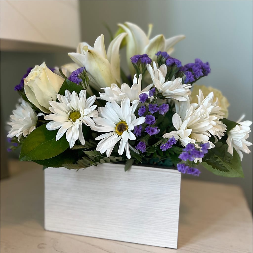 Beyond Blue Box Bouquet – Lemon Tree Florist, Kemp TX
