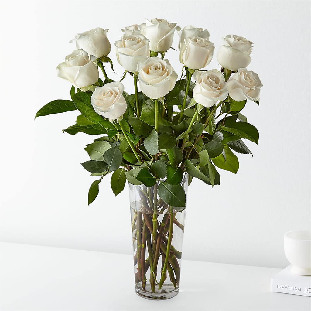 Long Stem White Rose Bouquet – Lemon Tree Florist, Kemp TX