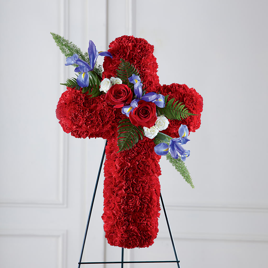 Faithful Hero Floral Cross – Lemon Tree Florist, Kemp TX
