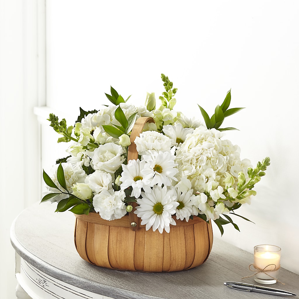 Pure Ivory Basket – Lemon Tree Florist, Kemp TX