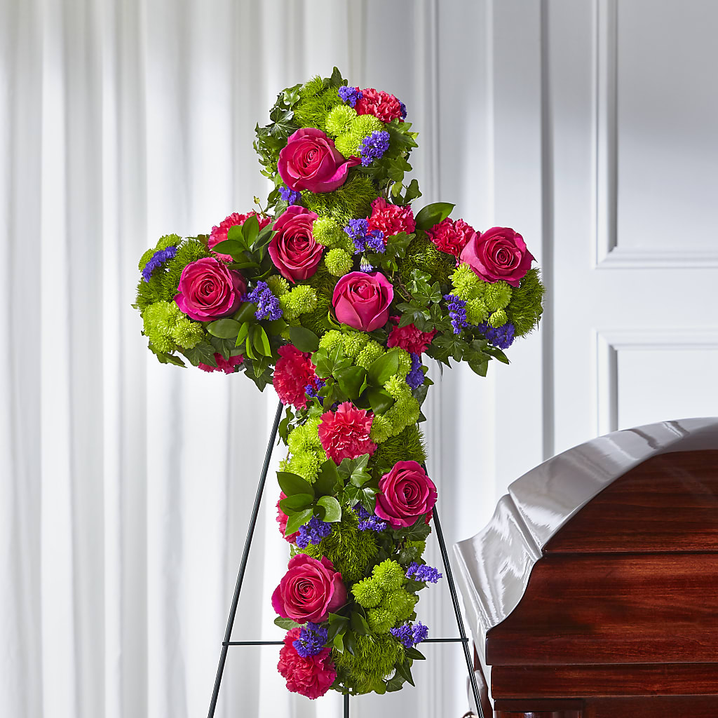 Tribute Rose Floral Cross – Lemon Tree Florist, Kemp TX