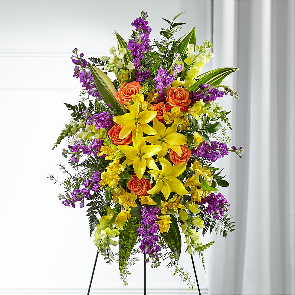 Thoughtful Prayers Standing Spray – Lemon Tree Florist, Kemp TX