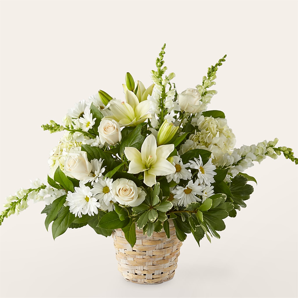 Ivory Elegance Floral Basket – Lemon Tree Florist, Kemp TX