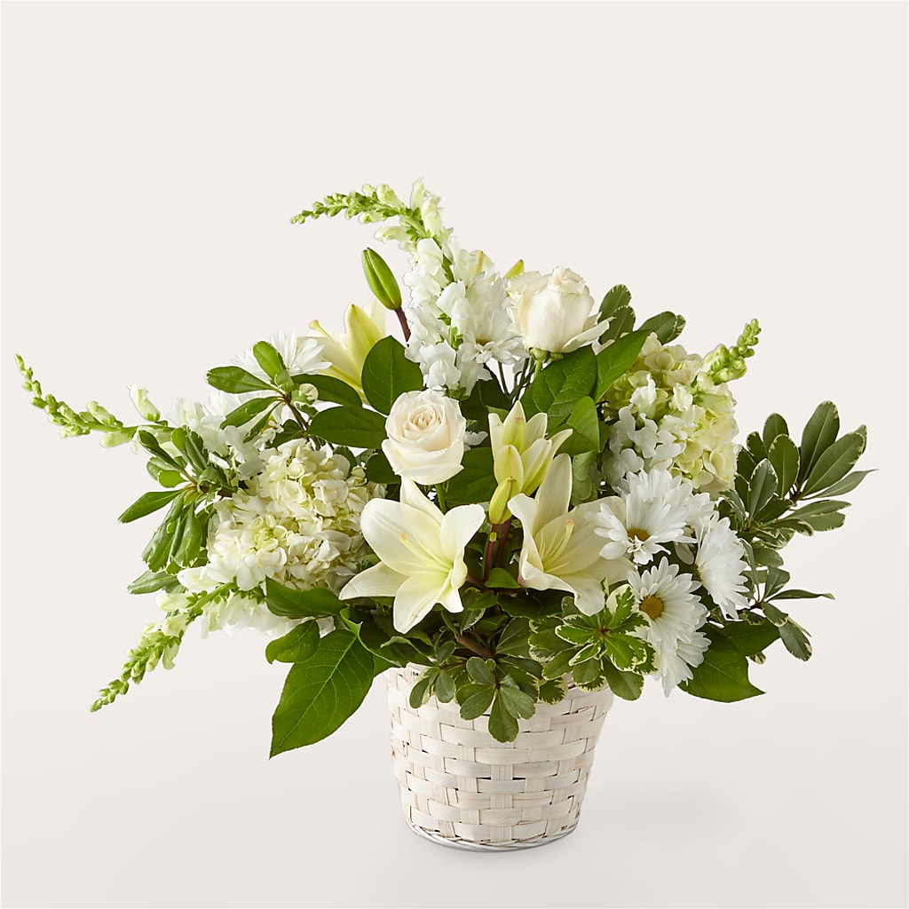 Ivory Elegance Floral Basket – Lemon Tree Florist, Kemp TX