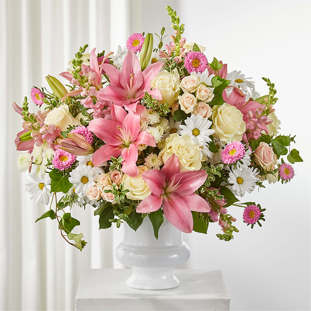 Empathetic Blooms Urn Arrangement – Lemon Tree Florist, Kemp TX
