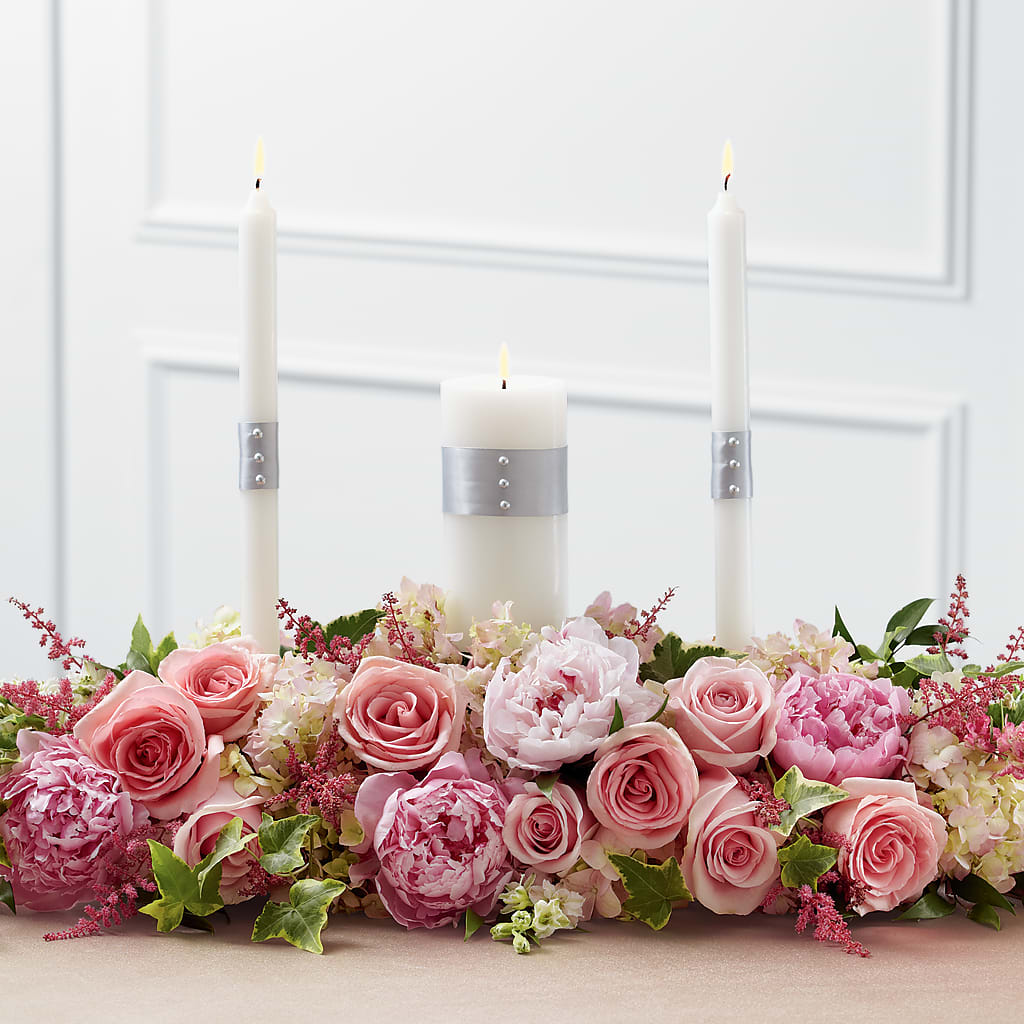 Worldwide Romance Unity Candle Arrangement – Lemon Tree Florist, Kemp TX
