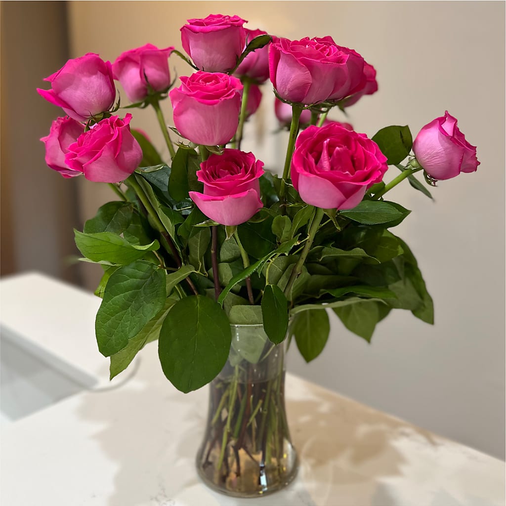 Long Stem Pink Rose Bouquet –  Lemon Tree Florist, Kemp TX