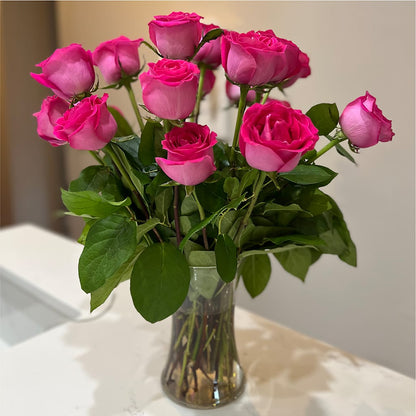 Long Stem Pink Rose Bouquet –  Lemon Tree Florist, Kemp TX
