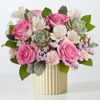 Dusty Rose Bouquet with Ivory Vase –  Lemon Tree Florist, Kemp TX