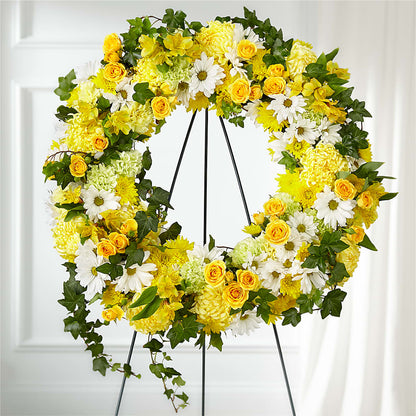 Golden Remembrance Wreath –  Lemon Tree Florist, Kemp TX