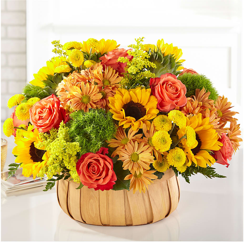Harvest Sunflower Basket –  Lemon Tree Florist, Kemp TX