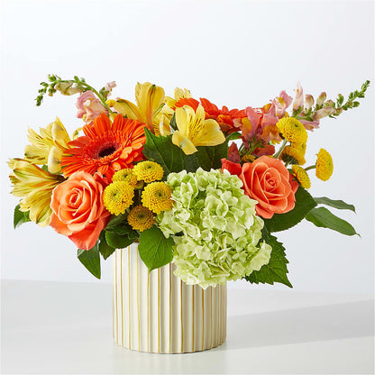 Autumn Sunshine Bouquet with Ivory Vase –  Lemon Tree Florist, Kemp TX