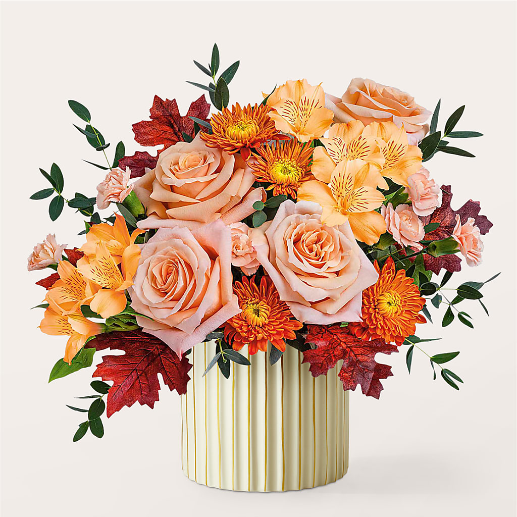 Spiced Latte Bouquet with Ivory Vase –  Lemon Tree Florist, Kemp TX