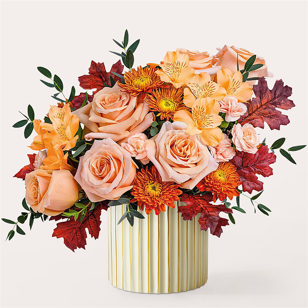 Spiced Latte Bouquet with Ivory Vase –  Lemon Tree Florist, Kemp TX