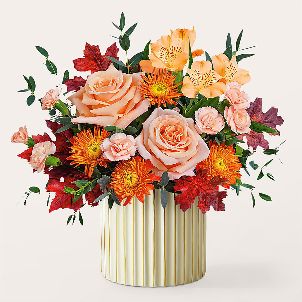 Spiced Latte Bouquet with Ivory Vase –  Lemon Tree Florist, Kemp TX
