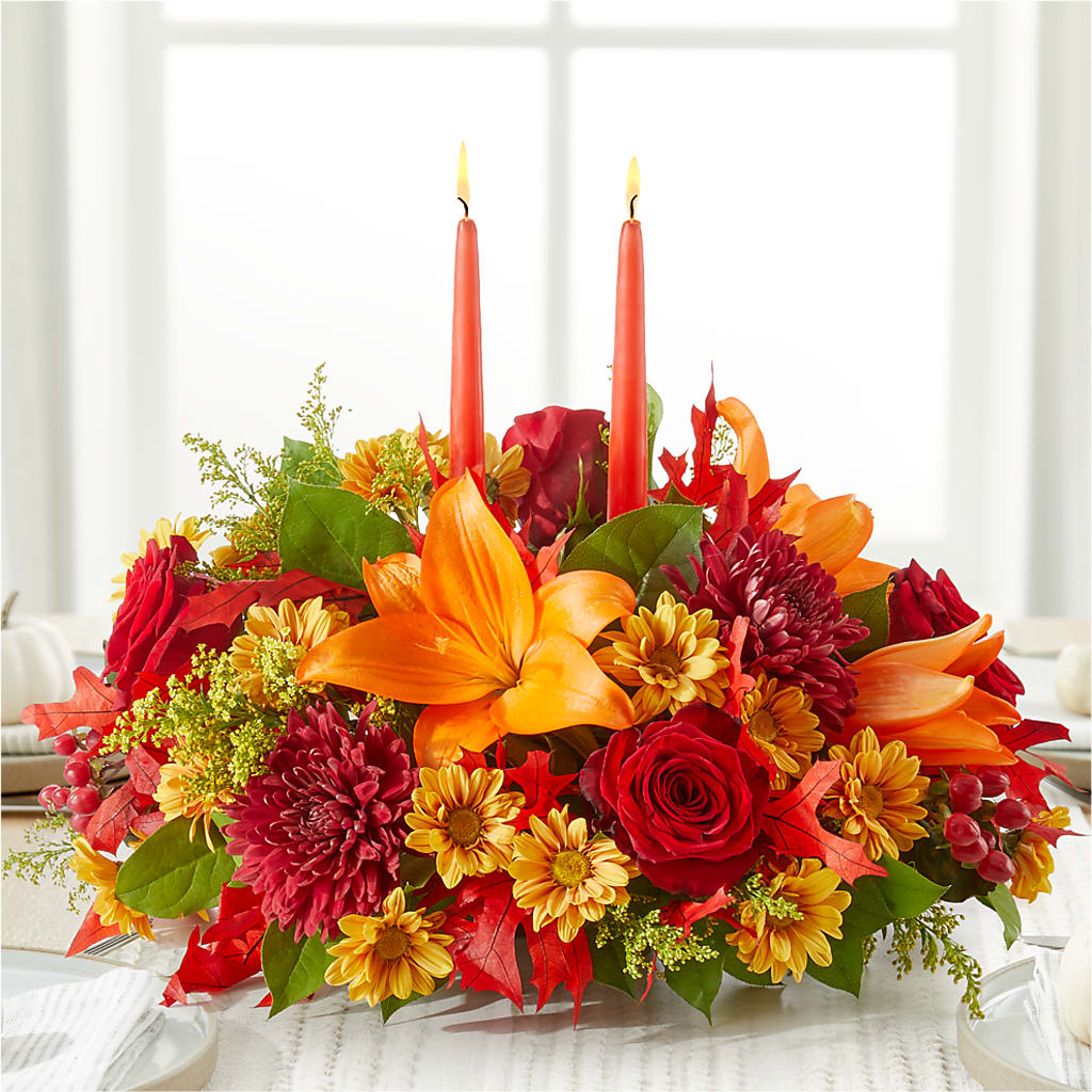 Autumn's Embrace Centerpiece –  Lemon Tree Florist, Kemp TX