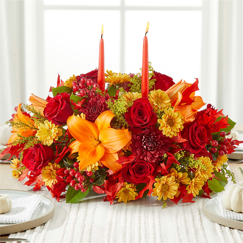 Autumn's Embrace Centerpiece –  Lemon Tree Florist, Kemp TX