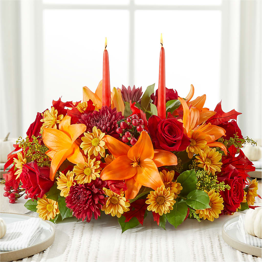 Autumn's Embrace Centerpiece –  Lemon Tree Florist, Kemp TX