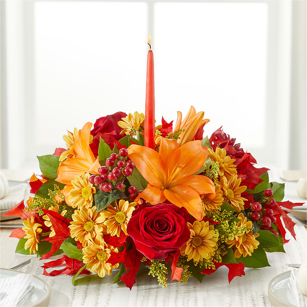 Autumn's Embrace Centerpiece –  Lemon Tree Florist, Kemp TX