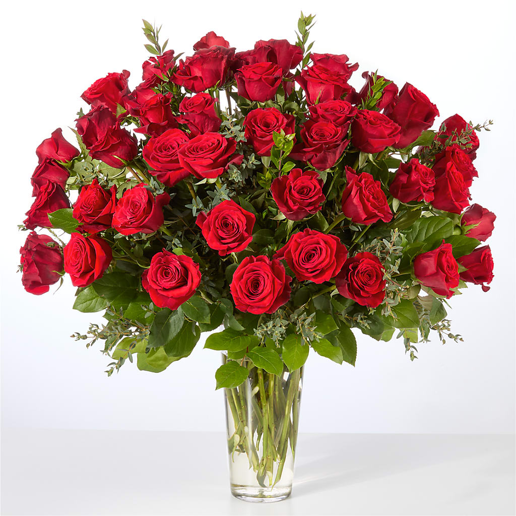 Forever Yours Fifty Stem Red Rose Bouquet –  Lemon Tree Florist, Kemp TX